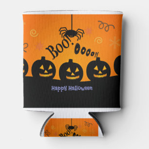 Spooky Halloween Pumpkins Jack-o-Lanterns Can Cooler