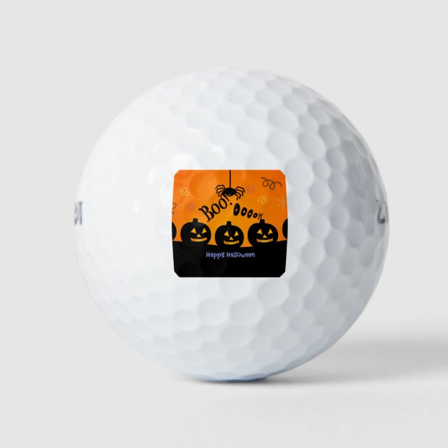 Spooky Halloween Pumpkins Jack-o-Lanterns Golf Balls (Front)