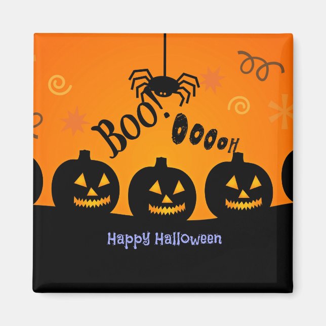 Spooky Halloween Pumpkins Jack-o-Lanterns Magnet (Front)