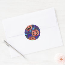 Spooky Halloween Pumpkins Spiderweb Classic Round