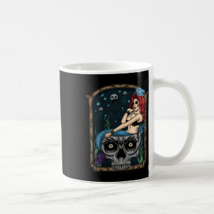 Spooky Halloween Punk Goth Skull Mermaid Coffee Mug