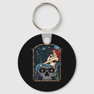 Spooky Halloween Punk Goth Skull Mermaid  Key Ring