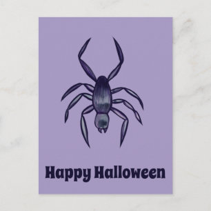 Spooky Halloween Purple Spider Art Postcard