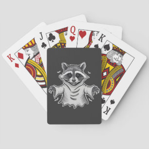 Spooky Halloween Racoon Trash Panda Ghost Playing Cards