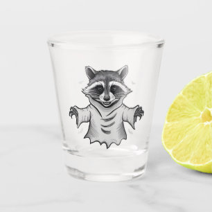 Spooky Halloween Racoon Trash Panda Ghost Shot Glass