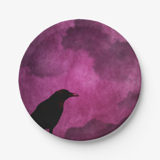 Spooky Halloween Raven Prints Paper Plate