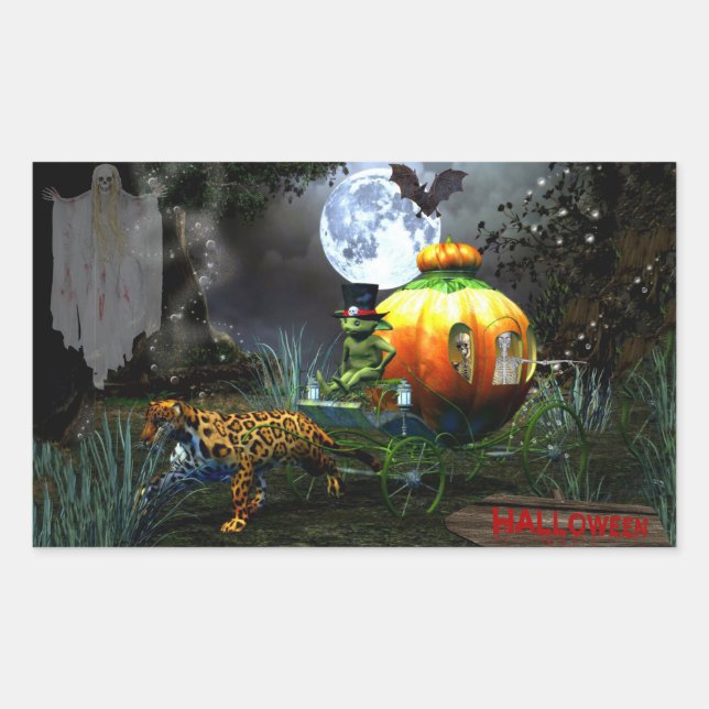 Spooky Halloween Rectangular Sticker (Front)