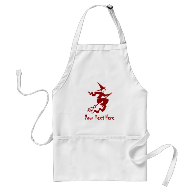 spooky halloween red witch flying broomstick fun standard apron (Front)