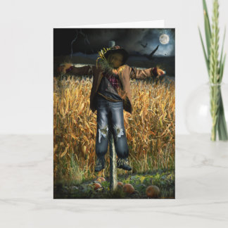Spooky Halloween Scarecrow Card