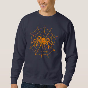 Spooky Halloween Scary Orange Spider Web Sweatshirt