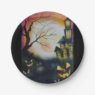 Spooky Halloween scene  Paper Plate