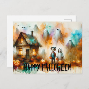 Spooky Halloween Scene Postcard