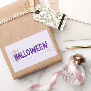 Spooky Halloween Script with Witch and Web Artwork Rectangular Sticker