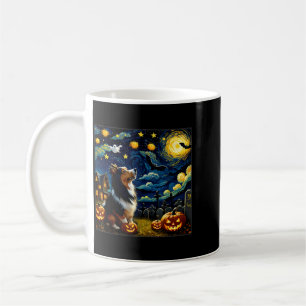 Spooky Halloween Sheltie Dog Starry Night Coffee Mug