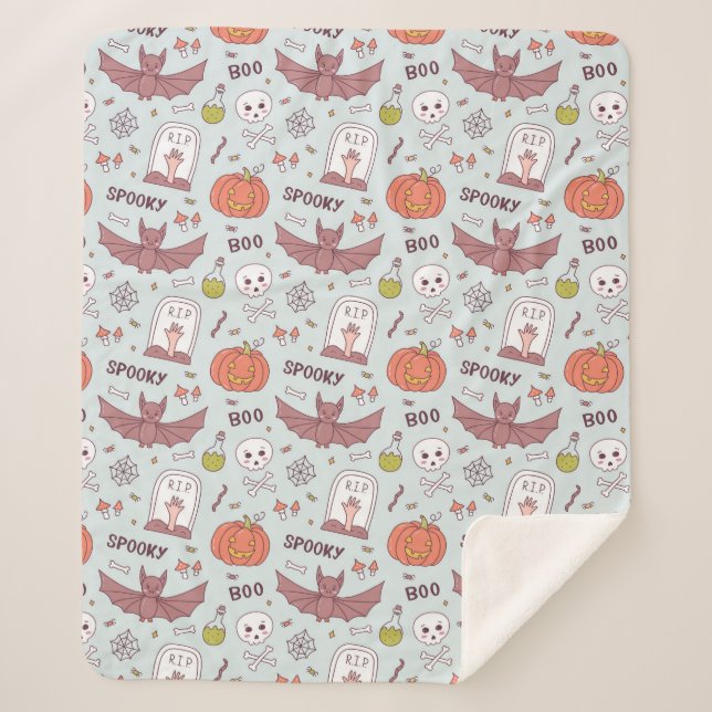 Spooky Halloween Sherpa Blanket (Front)