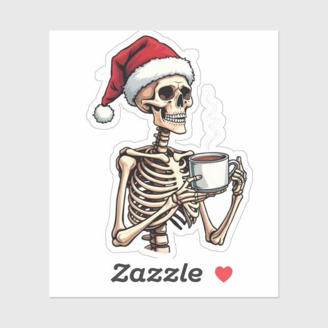 Spooky Halloween Sipping Coffee Christmas Santa  (Sheet)