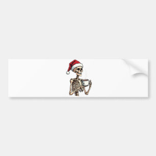 Spooky Halloween Sipping Coffee Christmas Santa Bumper Sticker