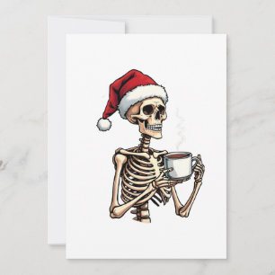 Spooky Halloween Sipping Coffee Christmas Santa Invitation