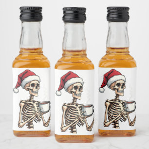 Spooky Halloween Sipping Coffee Christmas Santa  Liquor Bottle Label