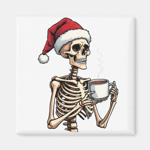 Spooky Halloween Sipping Coffee Christmas Santa Magnet