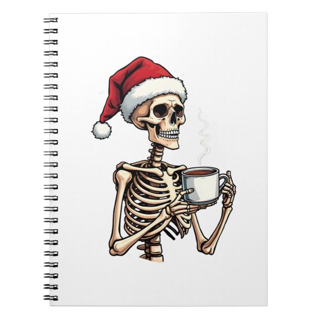 Spooky Halloween Sipping Coffee Christmas Santa  Notebook (Front)