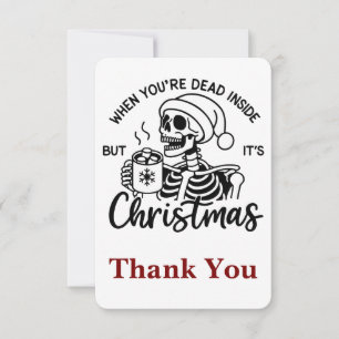Spooky Halloween Sipping Coffee Christmas Santa Pe Thank You Card