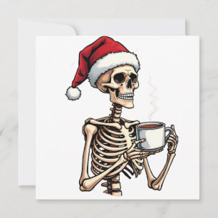 Spooky Halloween Sipping Coffee Christmas Santa  Thank You Card