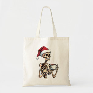 Spooky Halloween Sipping Coffee Christmas Santa  Tote Bag