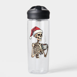Spooky Halloween Sipping Coffee Christmas Santa  Water Bottle