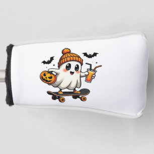 Spooky Halloween Skating Pumpkin Spice Ghost Fall Golf Head Cover