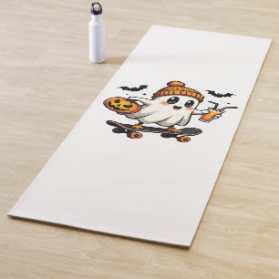 Spooky Halloween Skating Pumpkin Spice Ghost Fall Yoga Mat