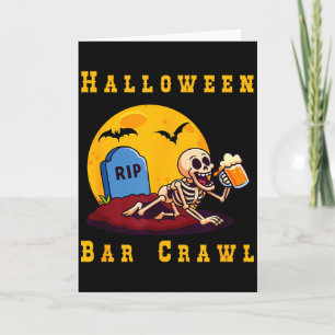 Spooky Halloween Skeleton Bar Hopper  Card
