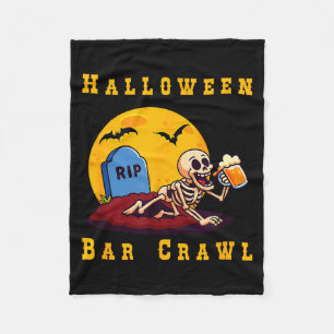 Spooky Halloween Skeleton Bar Hopper Fleece Blanket