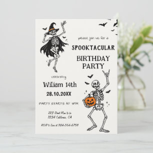 Spooky Halloween Skeleton Birthday Party Invitation