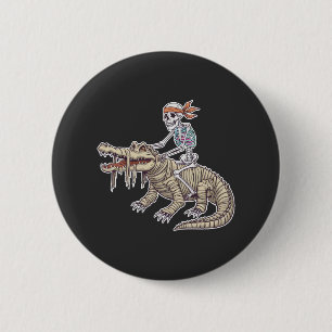 Spooky Halloween Skeleton Crocodile Mummy 6 Cm Round Badge