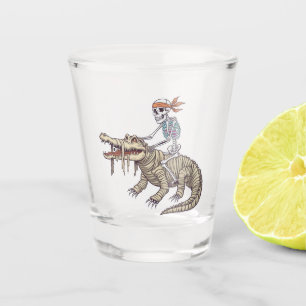 Spooky Halloween Skeleton Crocodile Mummy  Shot Glass
