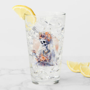 Spooky Halloween Skeleton Glass Cup