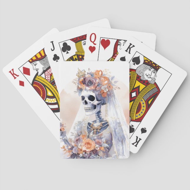 Spooky Halloween Skeleton Poker Cards (Back)