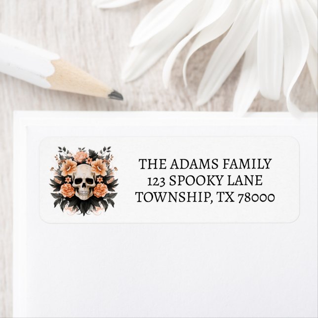 Spooky Halloween Skull Return Address Label (Insitu)
