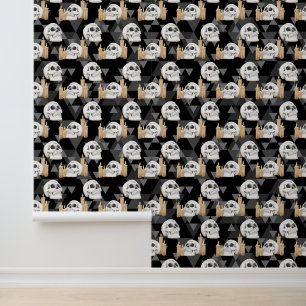 Spooky Halloween skulls tiled pattern Wallpaper