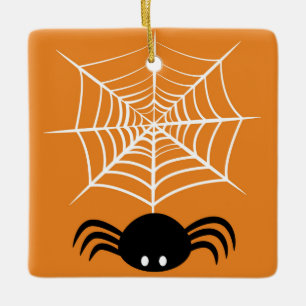 Spooky Halloween Spider Illustration Ceramic Ornament
