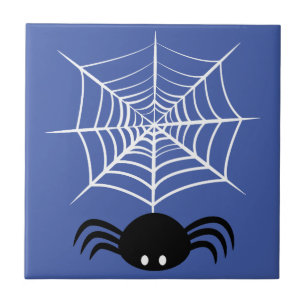Spooky Halloween Spider Illustration Ceramic Tile