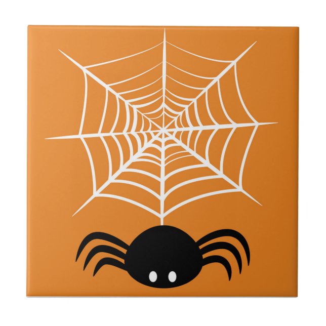 Spooky Halloween Spider Illustration Ceramic Tile (Front)