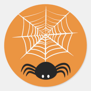 Spooky Halloween Spider Illustration Classic Round Sticker