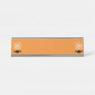 Spooky Halloween Spider Illustration Desk Name Plate