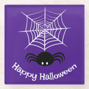 Spooky Halloween Spider Illustration Glass Coaster