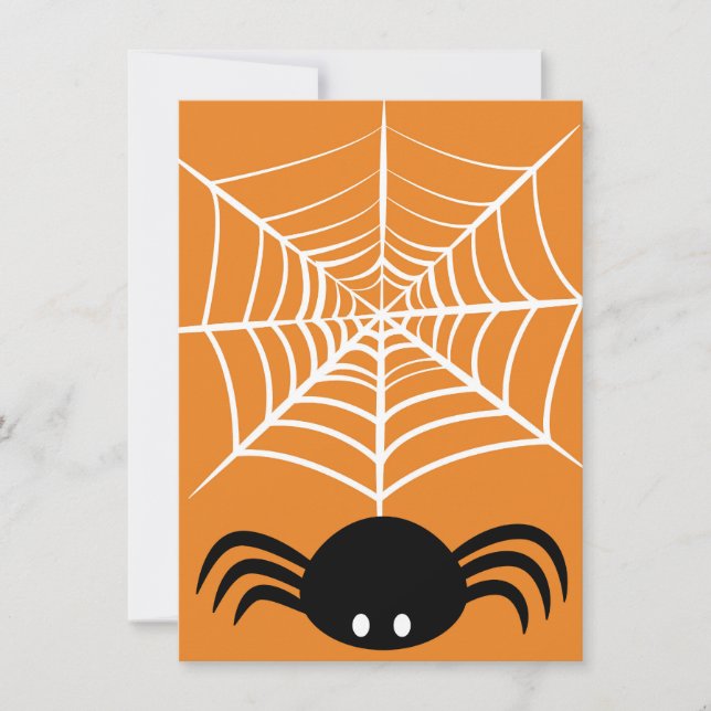 Spooky Halloween Spider Illustration Invitation (Front)