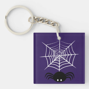 Spooky Halloween Spider Illustration Key Ring