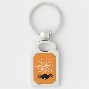 Spooky Halloween Spider Illustration Key Ring