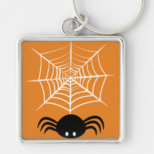 Spooky Halloween Spider Illustration Key Ring
